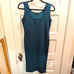 Boohoo Teal Bodycon Back Slip Tank Dress